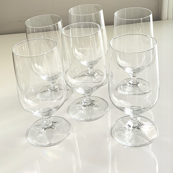 Vintage Formal Dining Crystal Water Goblets - Service for 6